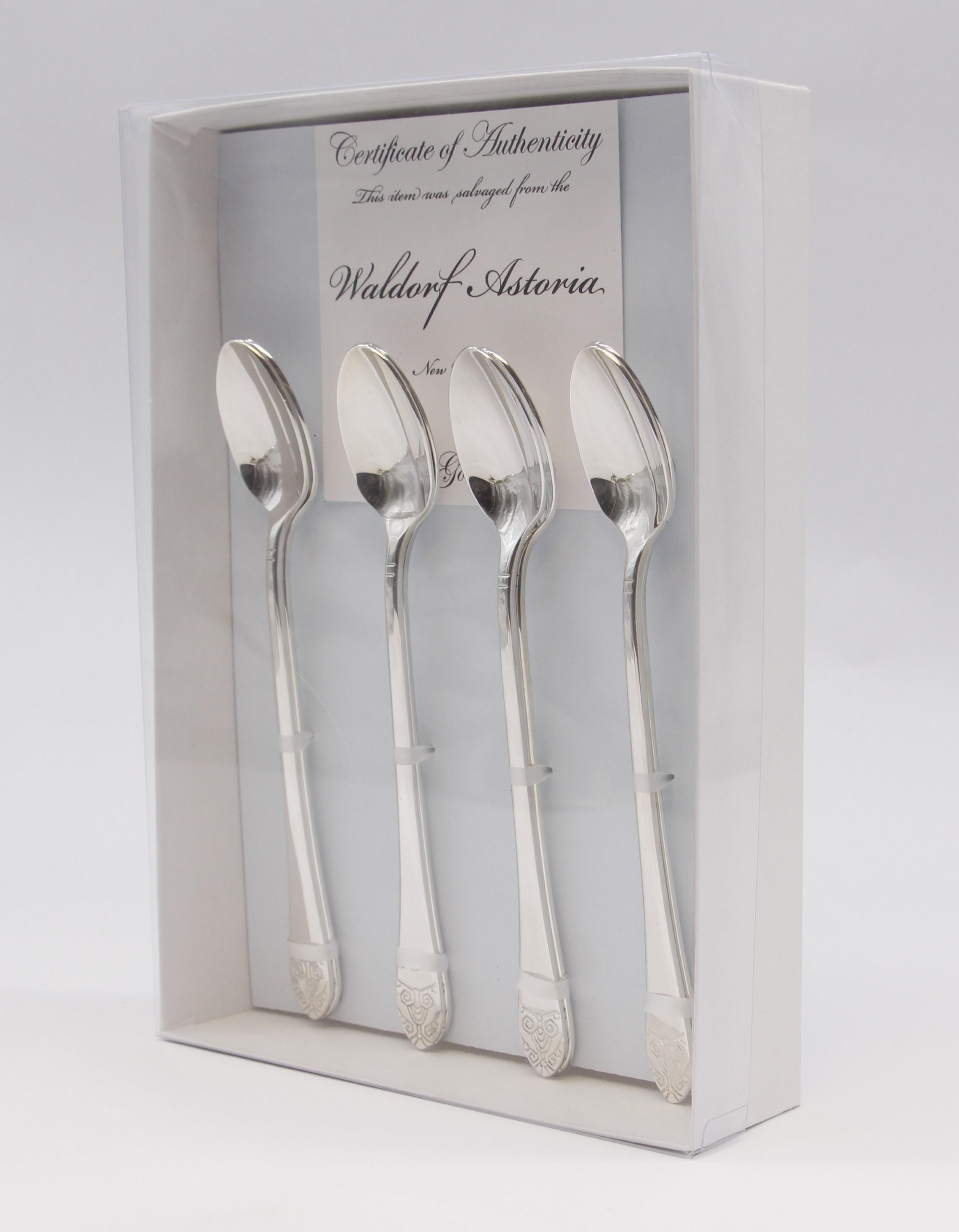 American Waldorf Astoria Hotel 8 Piece Art Deco Ice Teaspoon Set