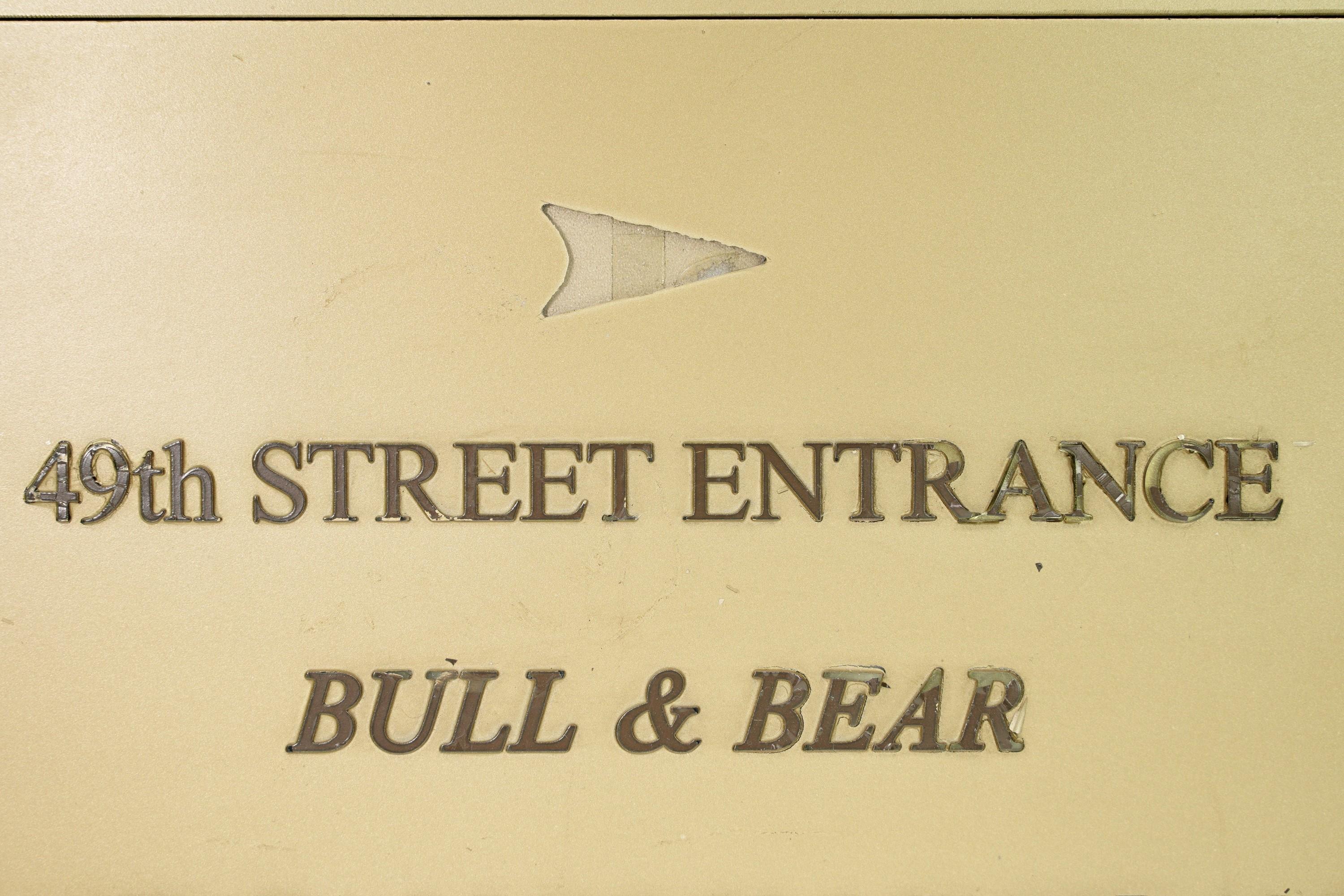 Brass Waldorf Astoria Hotel Bull & Bear Grand Ballroom Wall Sign For Sale