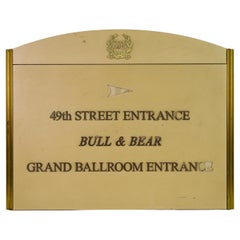 Retro Waldorf Astoria Hotel Bull & Bear Grand Ballroom Wall Sign