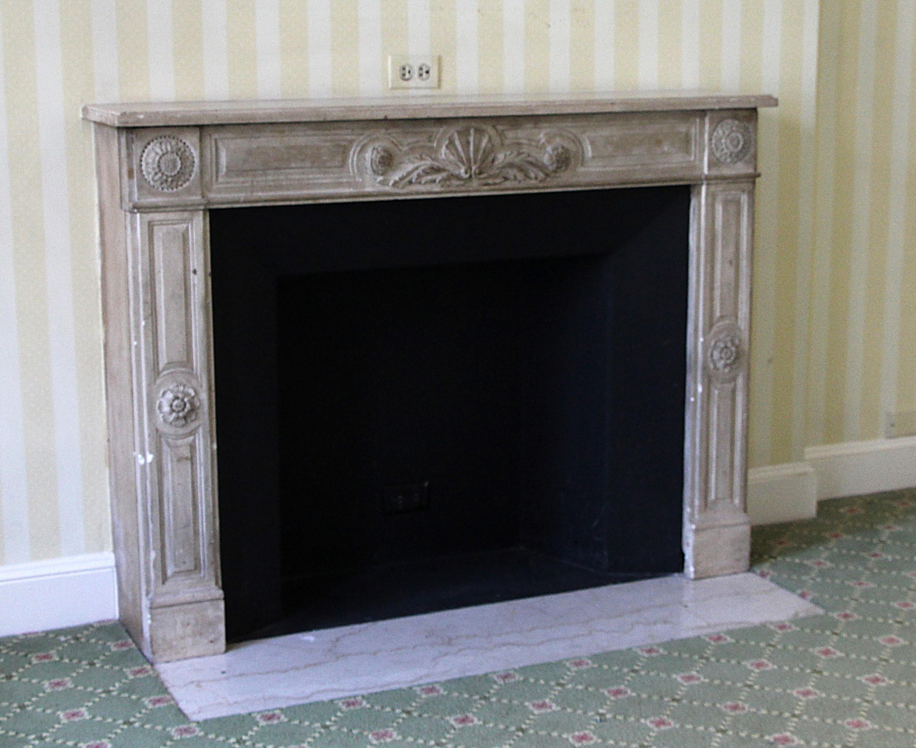 French Waldorf Astoria Hotel Carved Limestone Mantel Floral Shell Details For Sale