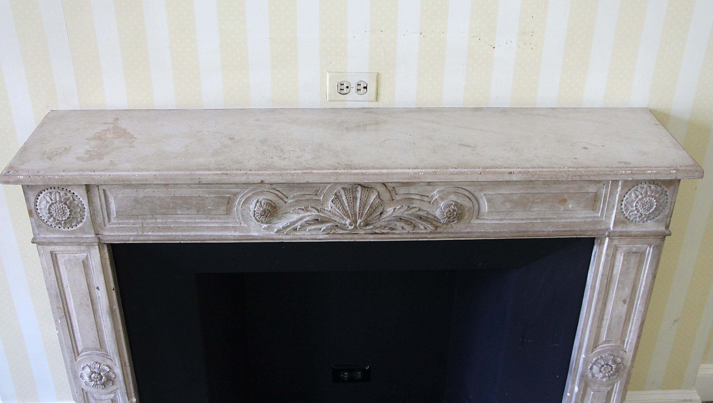 Waldorf Astoria Hotel Carved Limestone Mantel Floral Shell Details For Sale 1