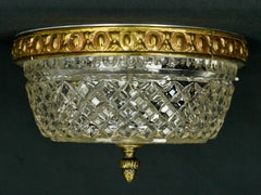 Waldorf Astoria Hotel Clear Glass Brass Flush Mount Light