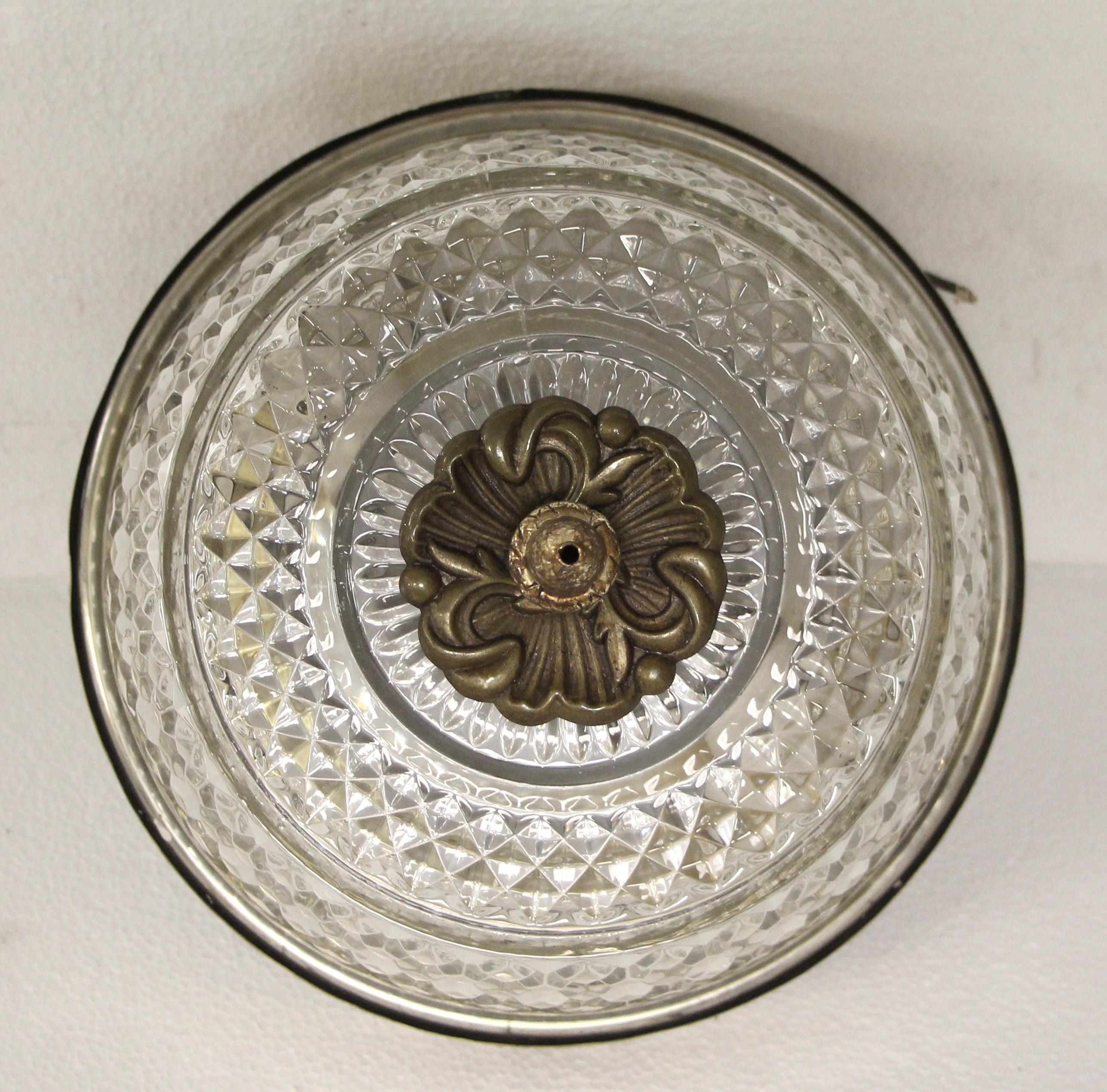 Waldorf Astoria Hotel Crystal & Brass Flush Mount Fixture 2