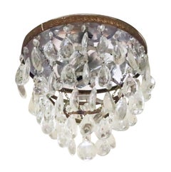 Waldorf Astoria Hotel Crystal & Brass Flush Mount Light