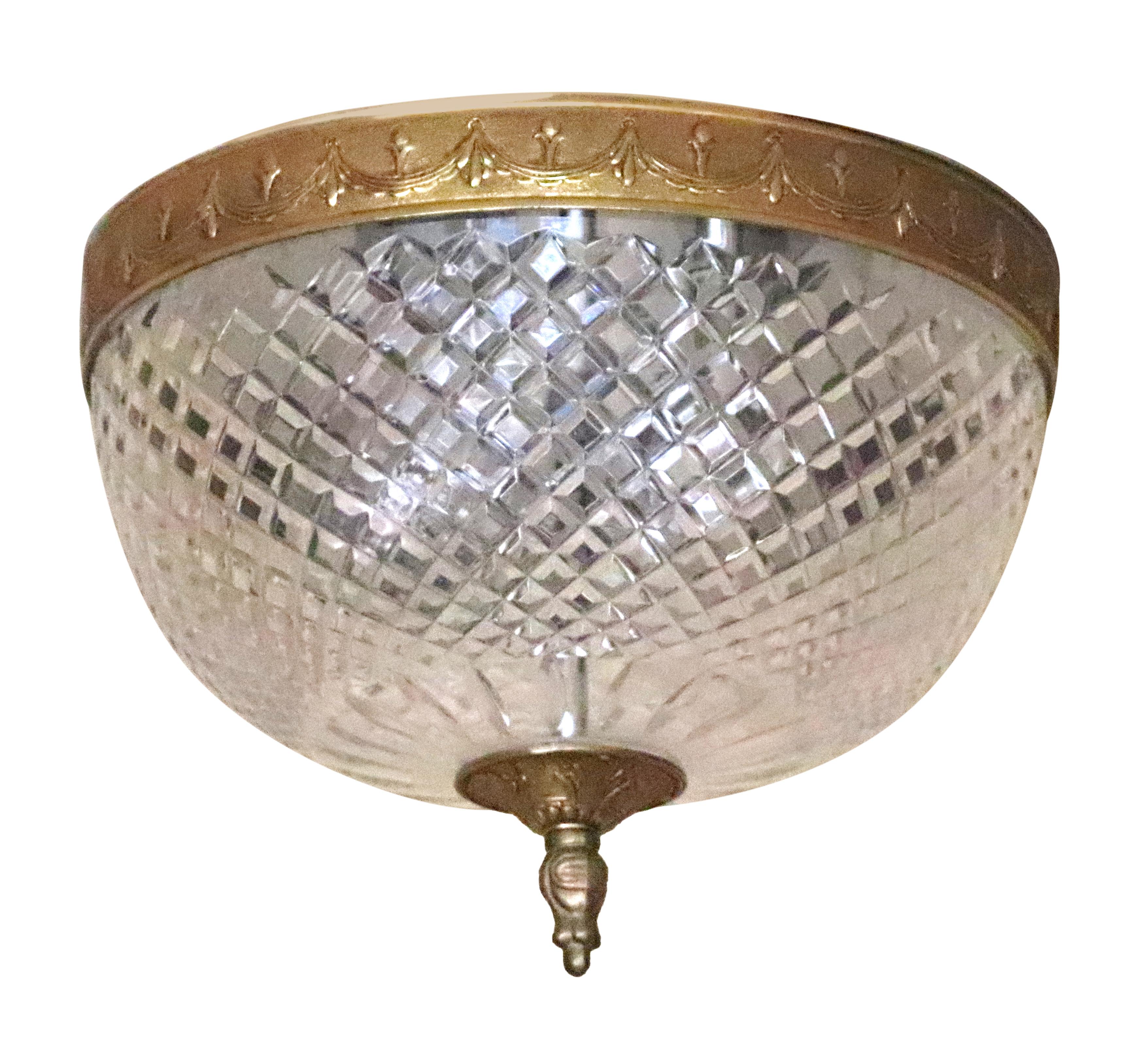 Waldorf Astoria Hotel Crystal Brass Flush Mount Light Qty Available NYC Park Ave For Sale 4