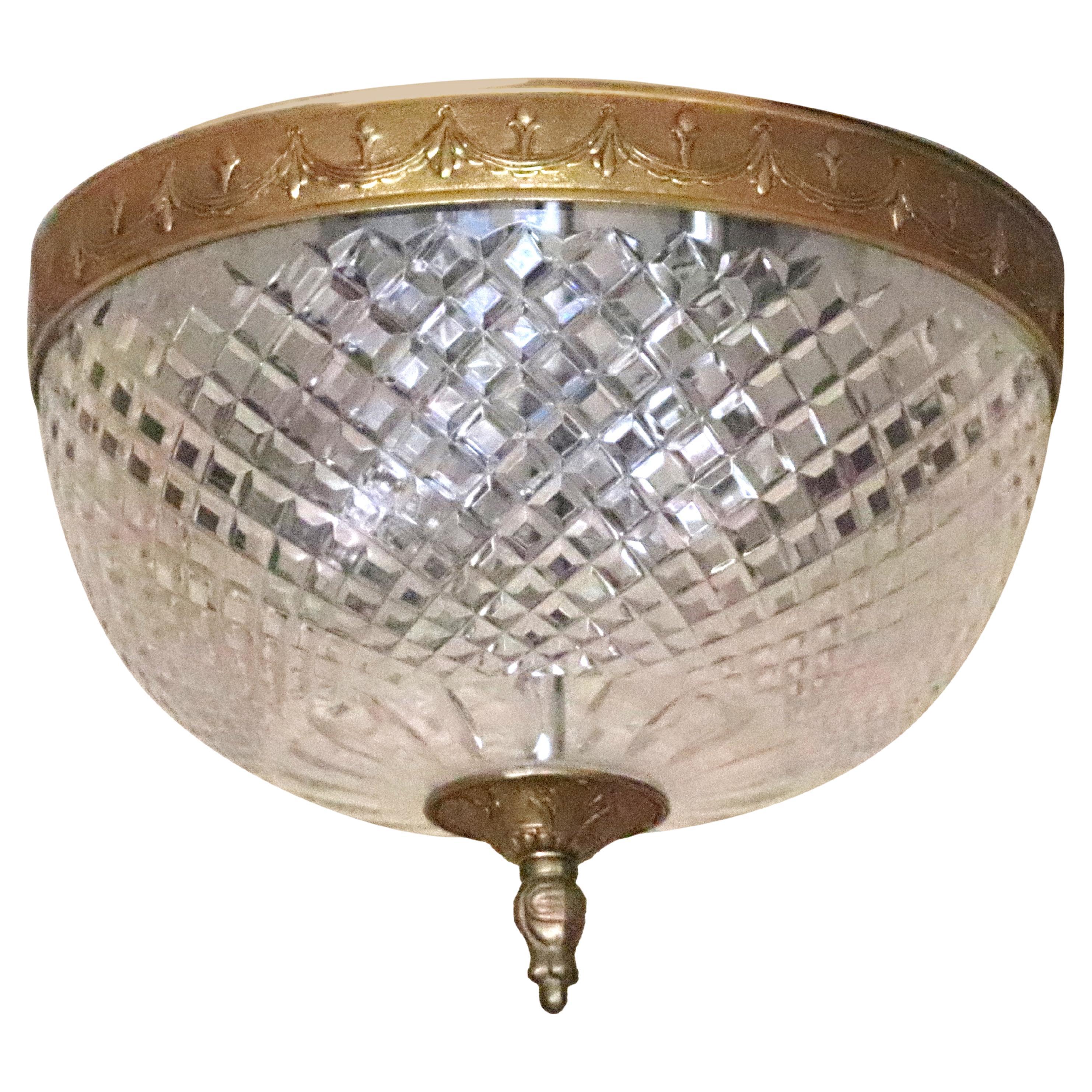 Waldorf Astoria Hotel Crystal Brass Flush Mount Light Qty Available NYC Park Ave
