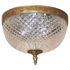 Used Waldorf Astoria Hotel Crystal Brass Flush Mount Light Qty Available NYC Park Ave