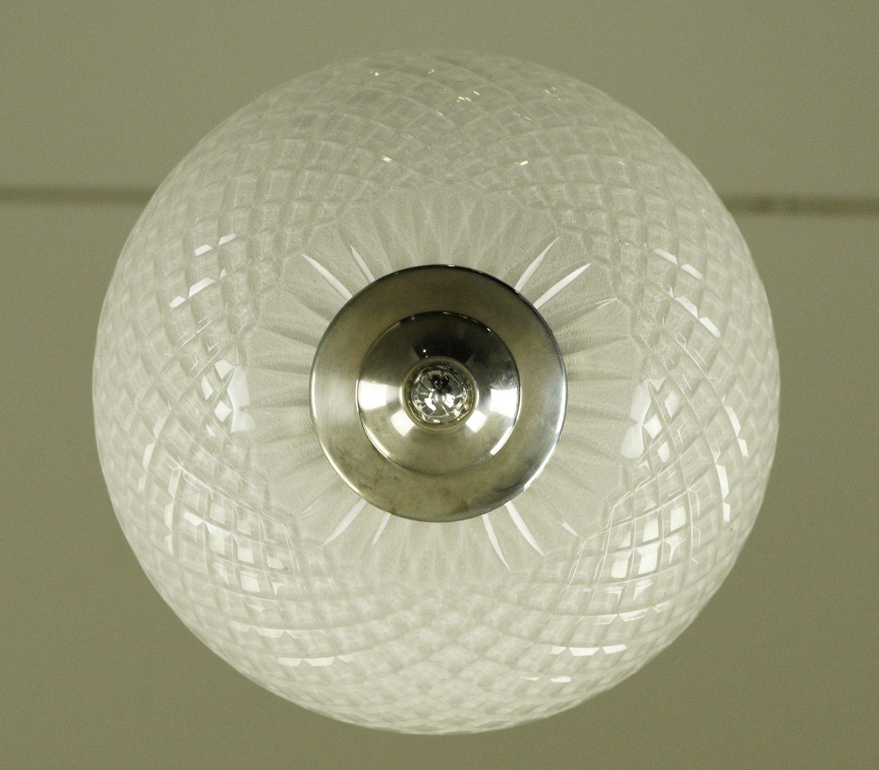 Waldorf Astoria Hotel Cut Crystal Semi Flush Light Qty Available Frosted Hue For Sale 1