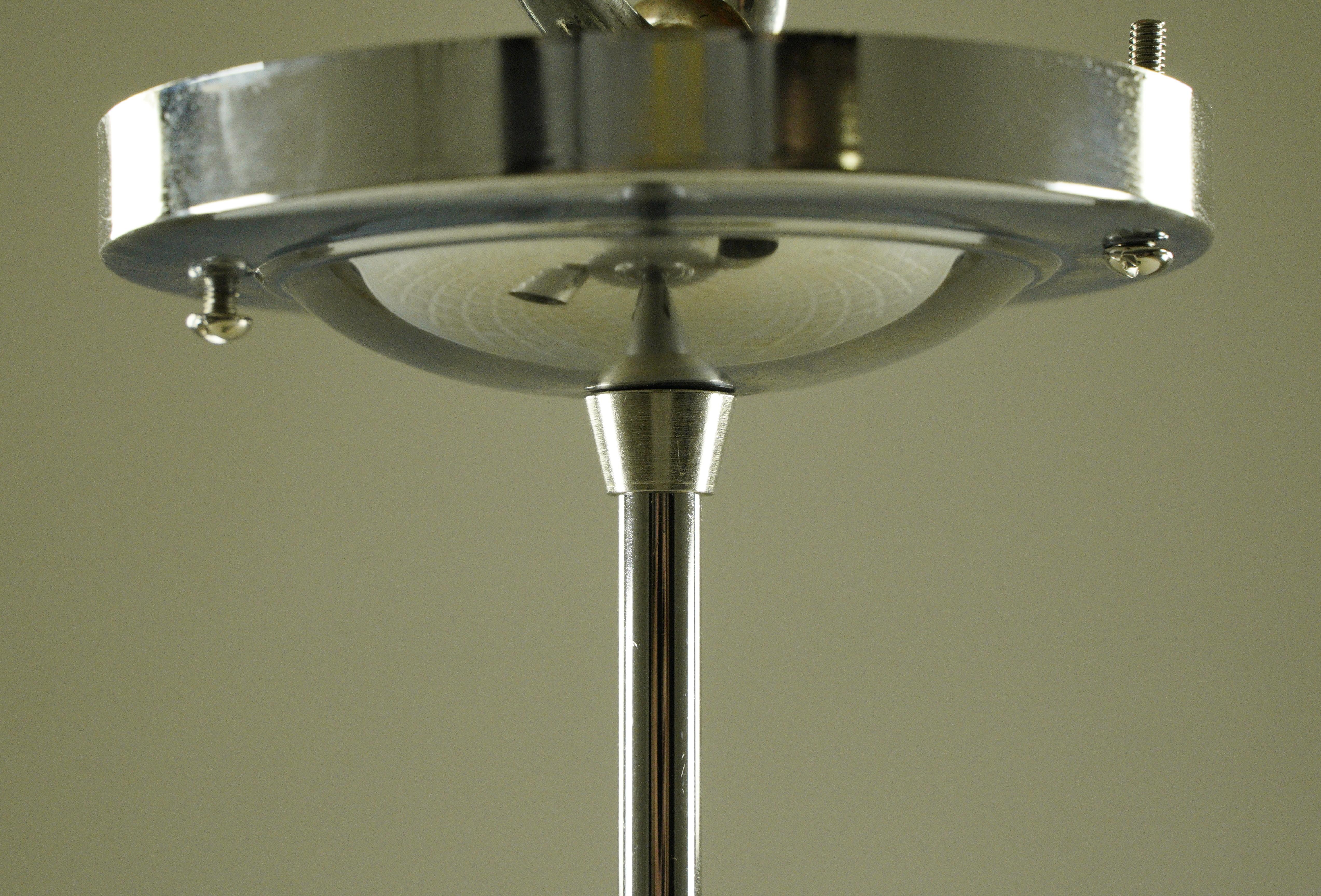 20th Century Waldorf Astoria Hotel Cut Crystal Semi Flush Light Qty Available Frosted Hue For Sale