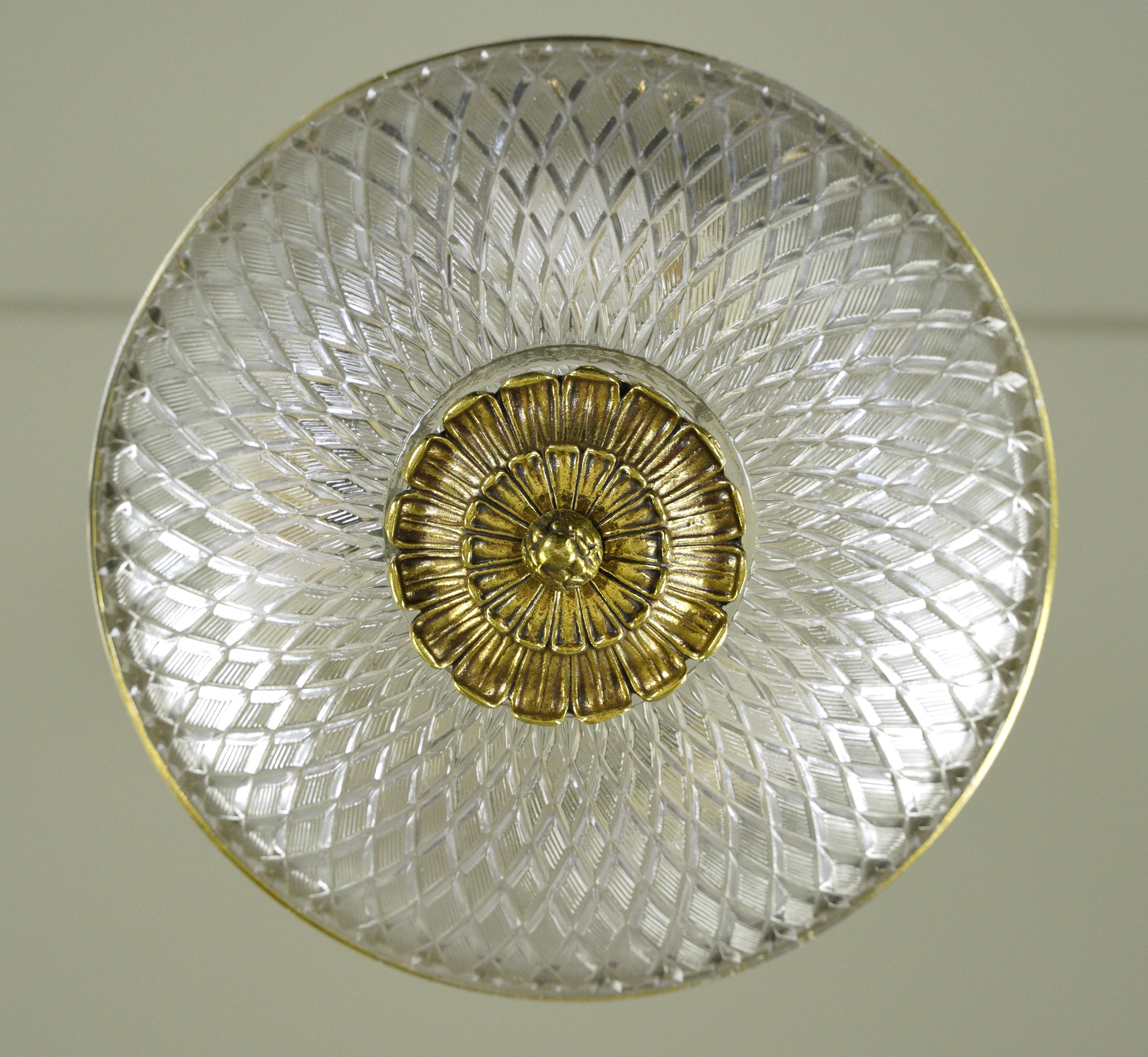 Waldorf Astoria Hotel Empire Cut Glass Dish Pendant Light For Sale 5