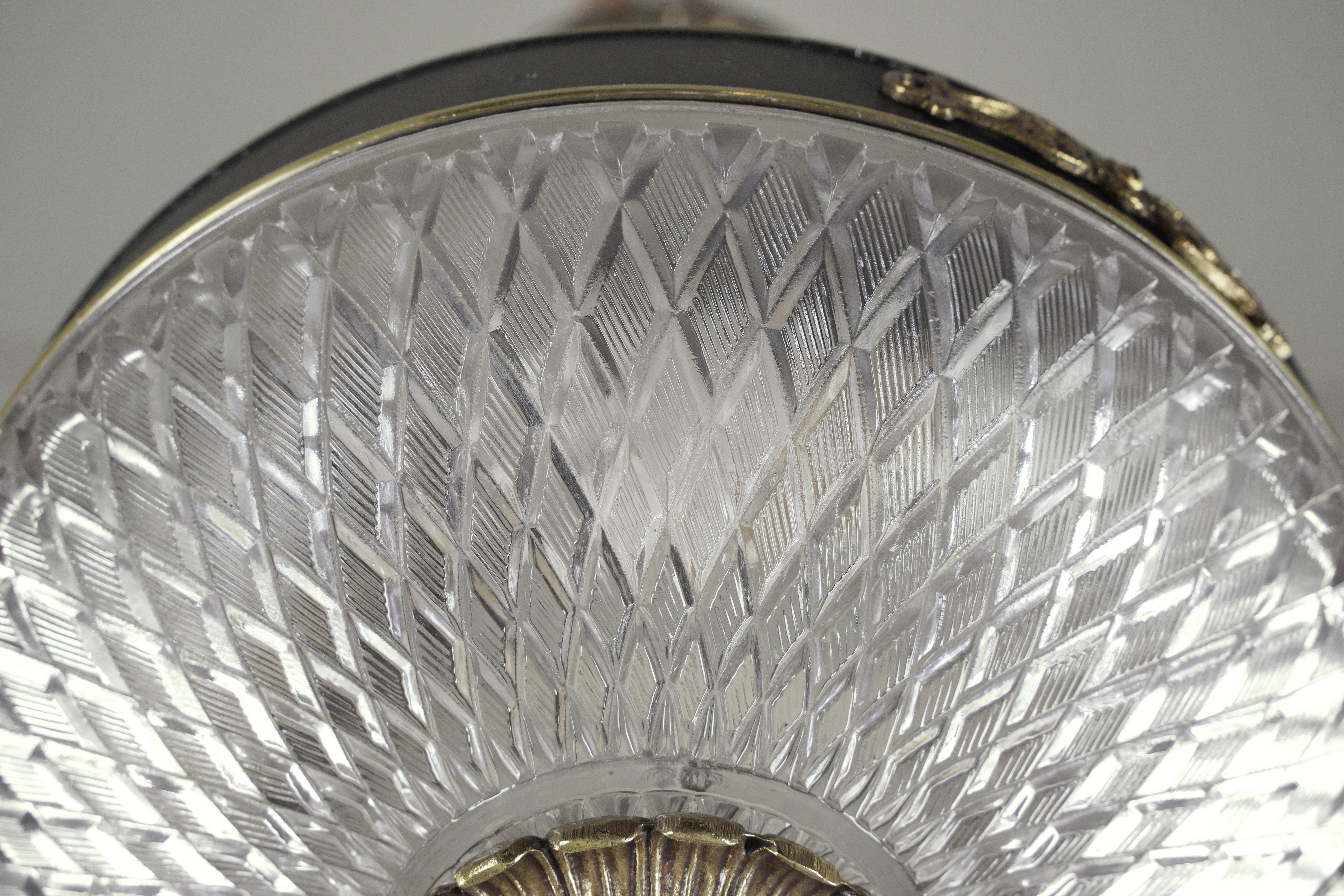 Waldorf Astoria Hotel Empire Cut Glass Dish Pendant Light For Sale 6