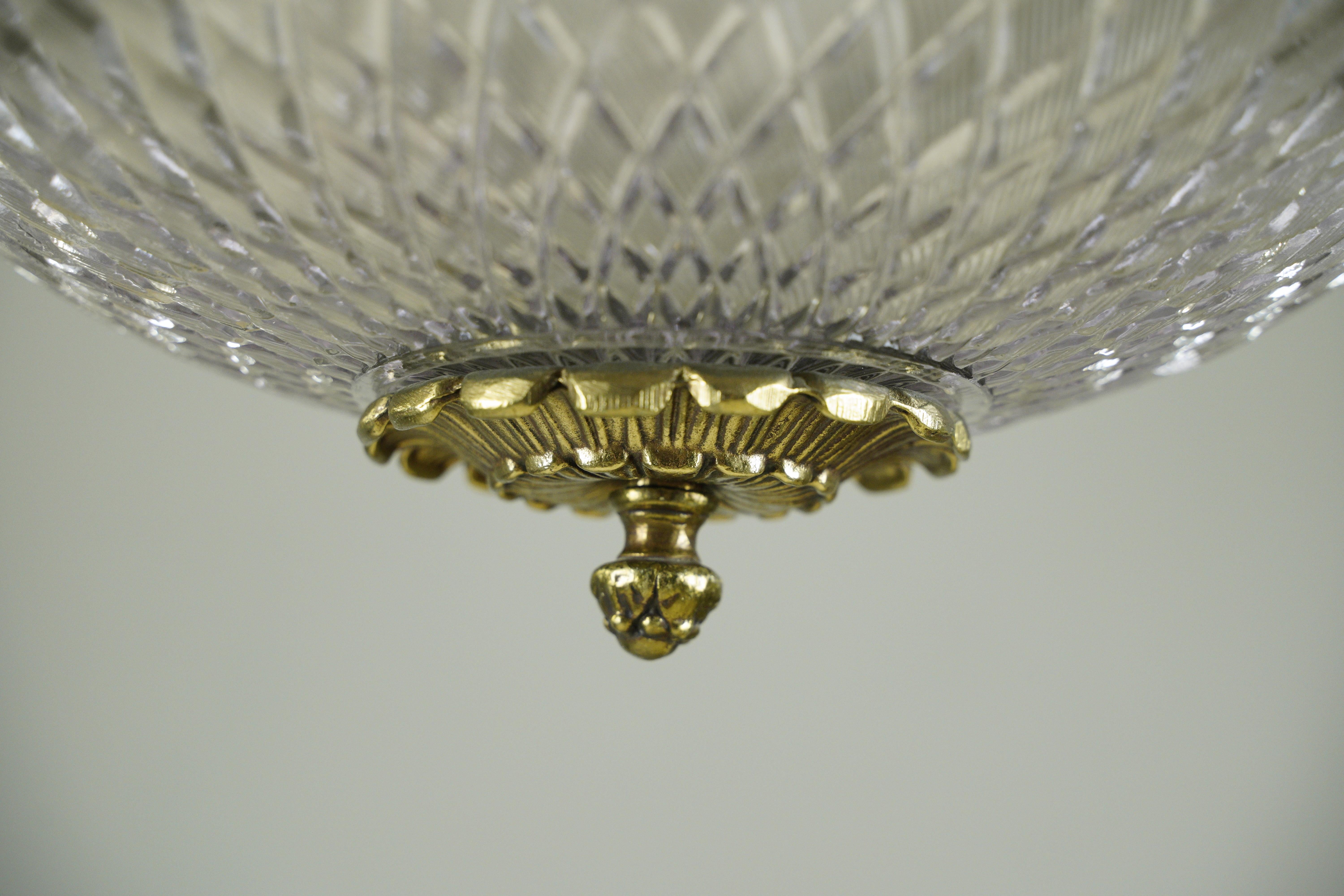Waldorf Astoria Hotel Empire Cut Glass Dish Pendant Light For Sale 2