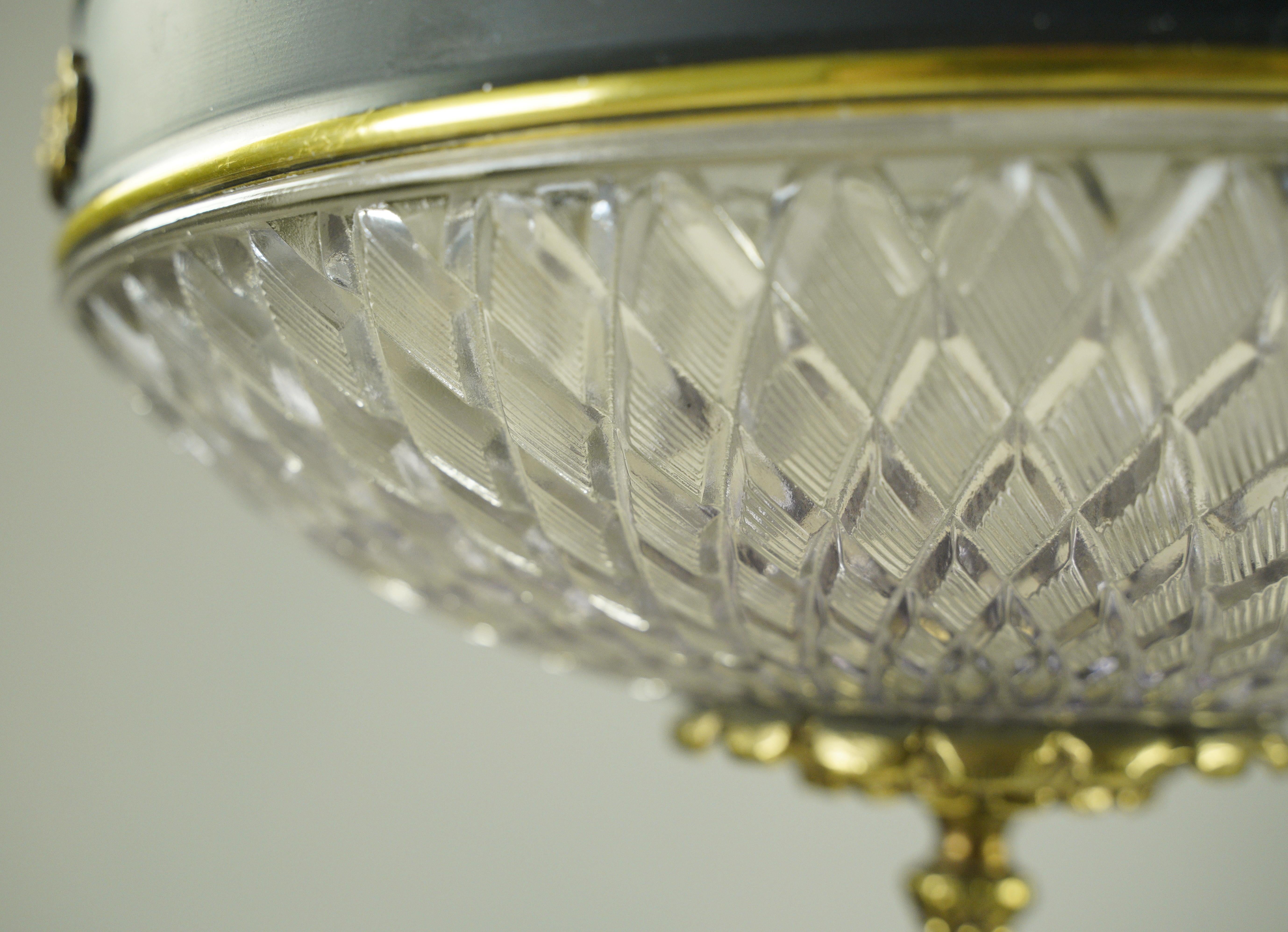 Waldorf Astoria Hotel Empire Cut Glass Dish Pendant Light For Sale 3