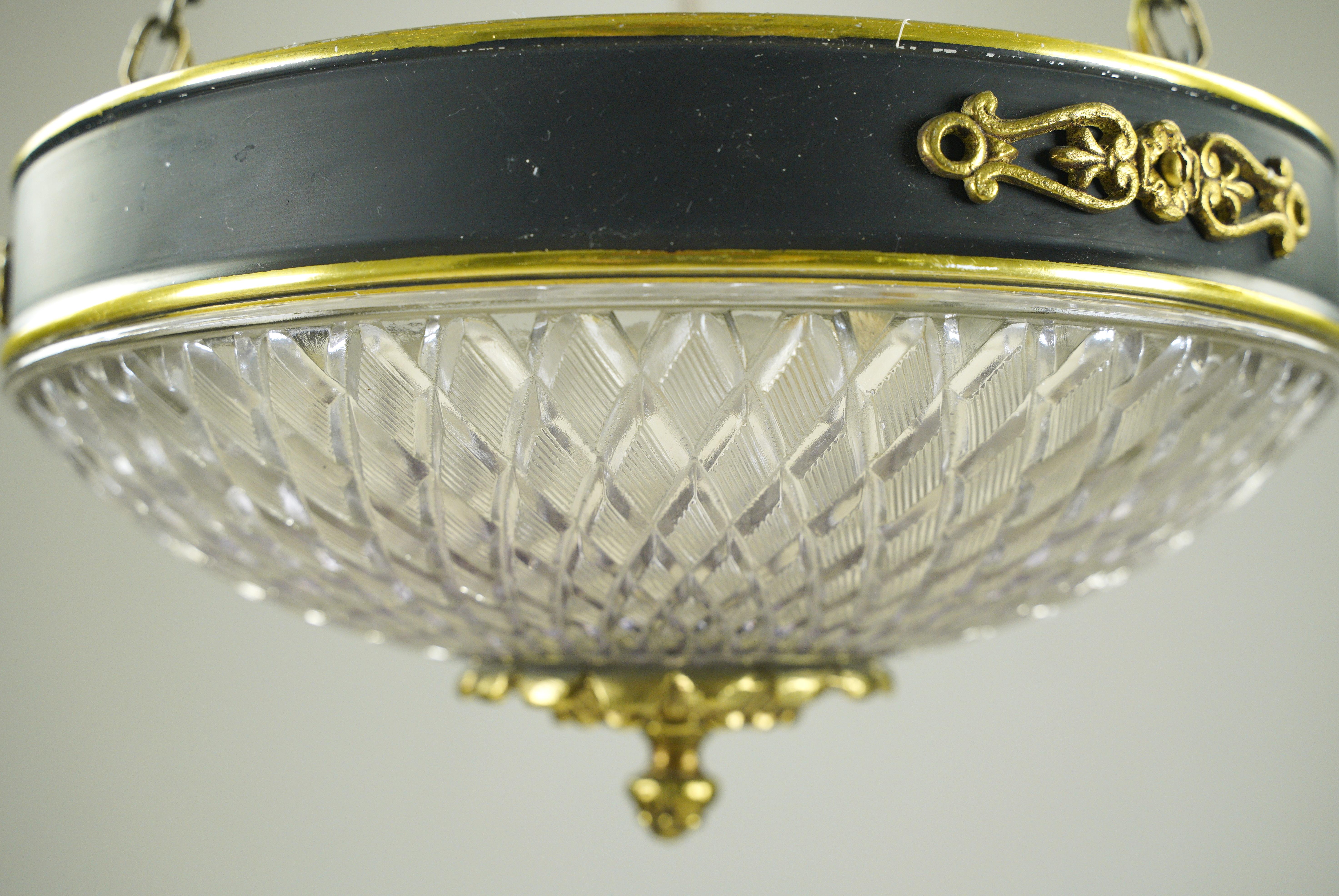 Waldorf Astoria Hotel Empire Cut Glass Dish Pendant Light For Sale 4