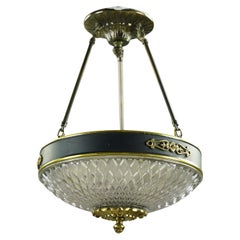 Waldorf Astoria Hotel Empire Cut Glass Dish Pendant Light