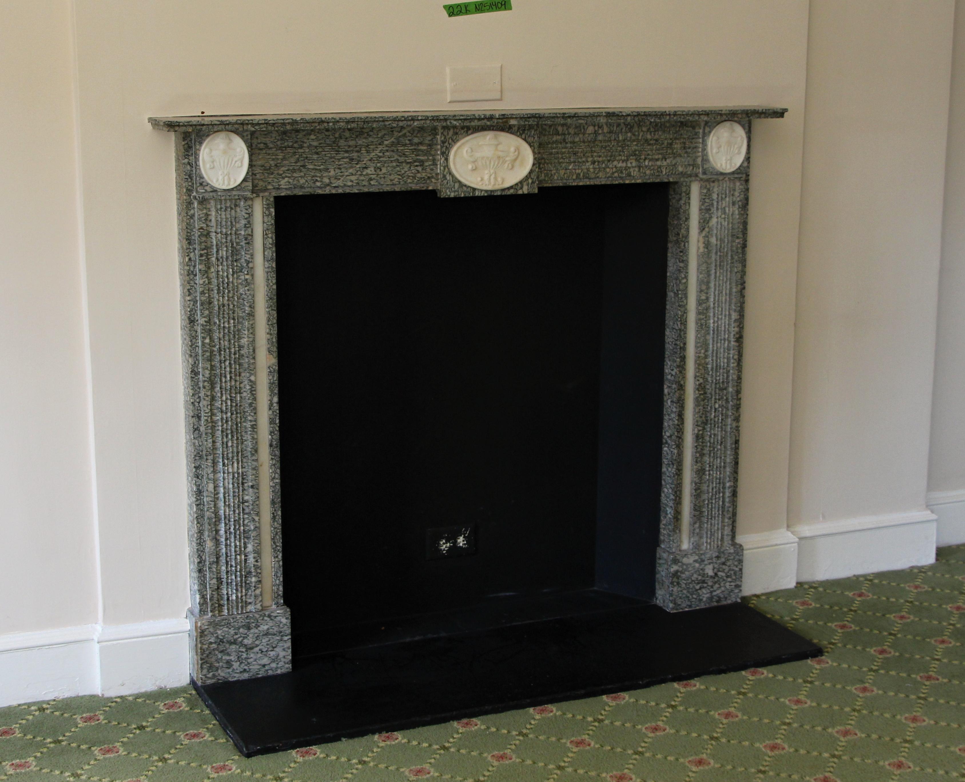 Regency Waldorf Astoria Hotel Gray Marble Mantel with Urn Detail For Sale