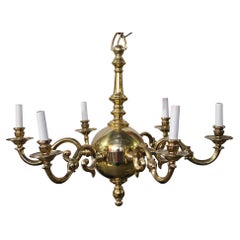 Waldorf Astoria Hotel Polished Brass Williamsburg Chandelier w/ 6 Arms Park Ave