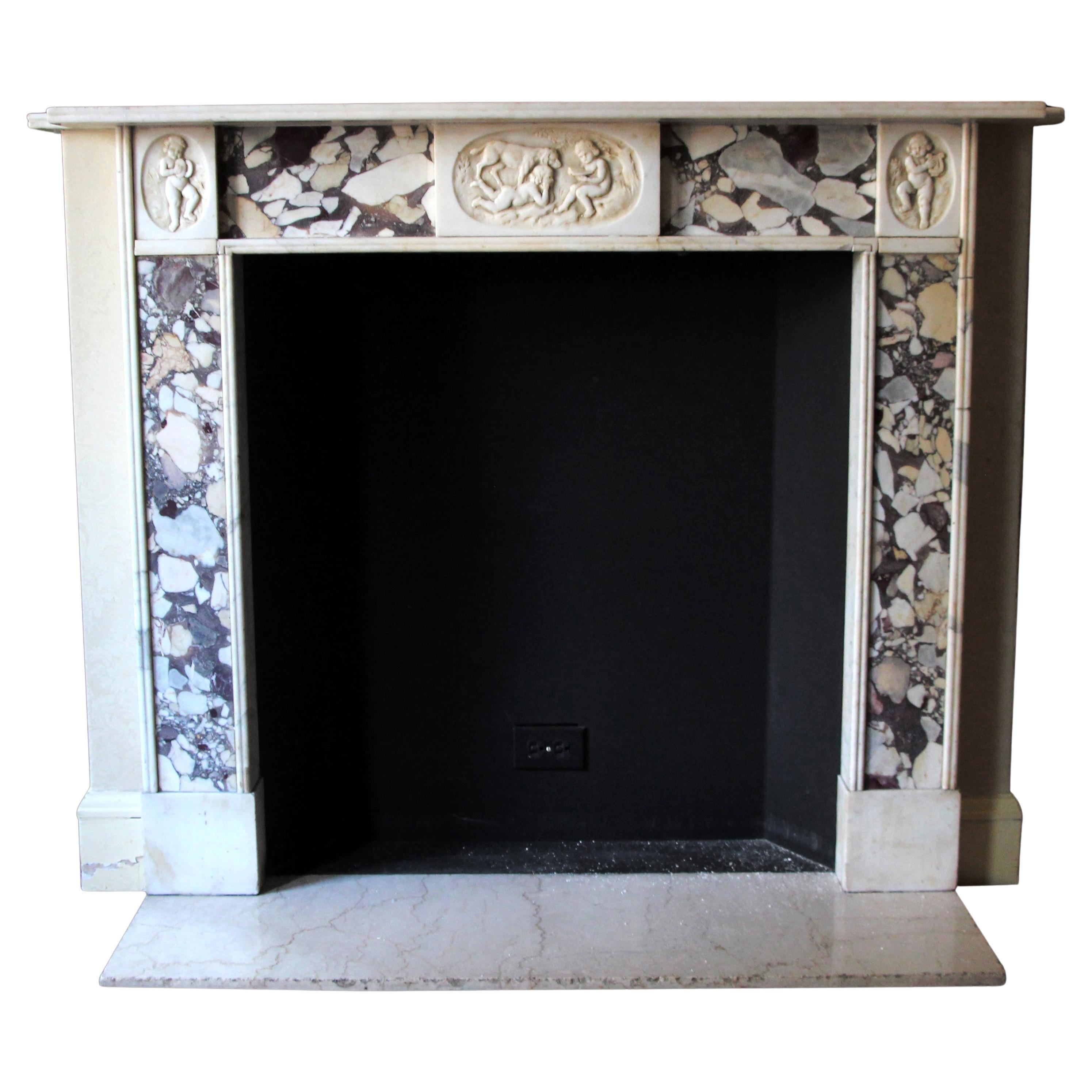 Waldorf Astoria Hotel Statuary Breche Marble Mantel English Regency