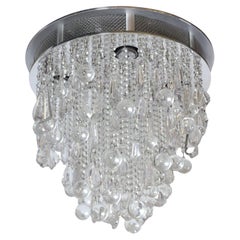 Lustre Waldorf Astoria à cristaux ronds en nickel satiné