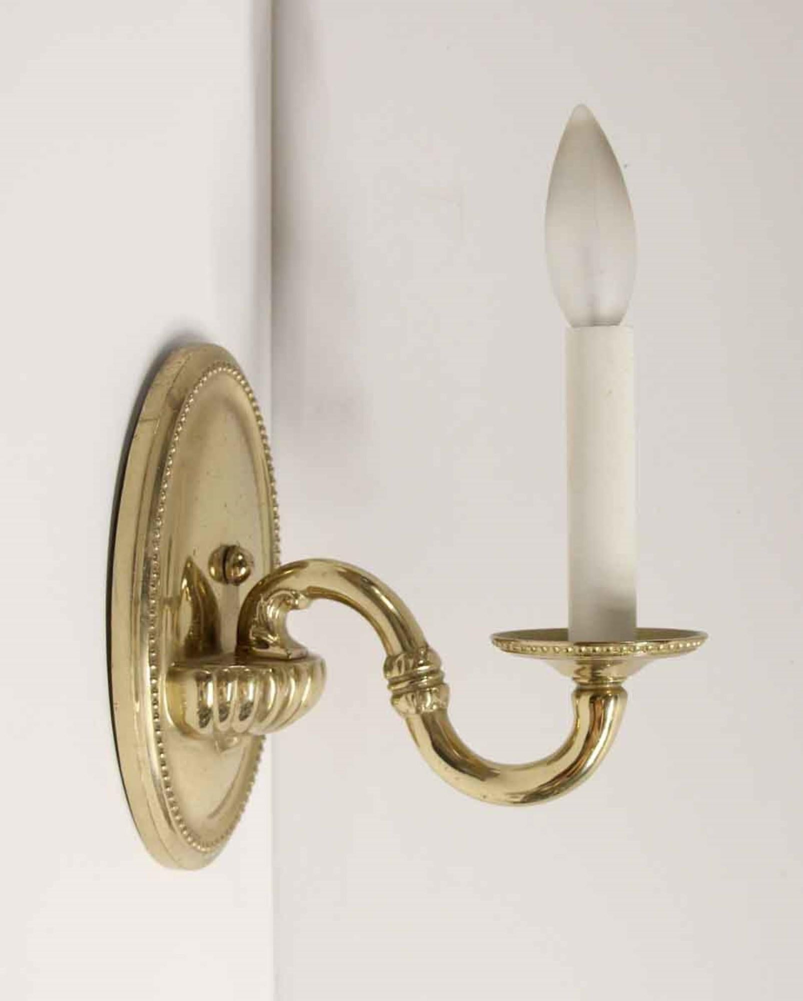 Late 20th Century 1990s NYC Waldorf Astoria Hotel Single Arm Brass Beaded Wall Sconce; Qty