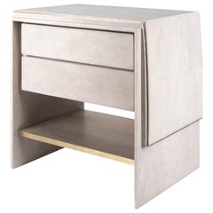 Waldorf Bedside Table in Cream Shagreen and Bronze Patina Brass by R&Y Augousti
