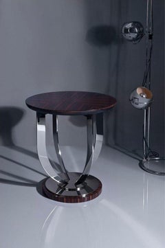 Waldorf, Side Table with Macassar Top and Stainless Steel Base