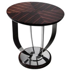 Waldorf, Beistelltisch mit Makassarplatte und Edelstahlsockel