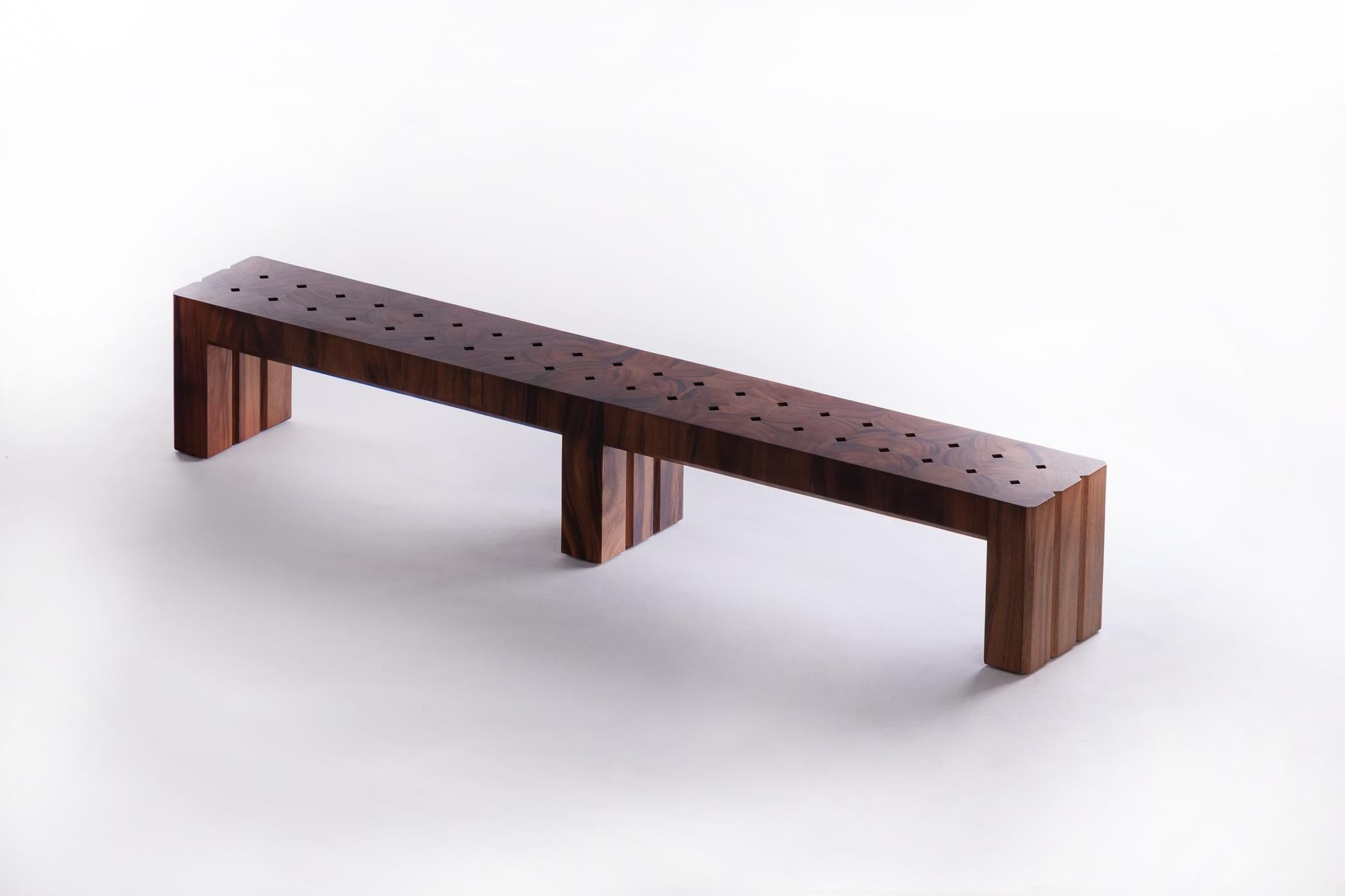 Thai Walee Bench 210cm, Natural Acacia Wood For Sale