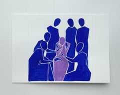 A council - Figurative Painting on Paper, Minimalist, Polish art