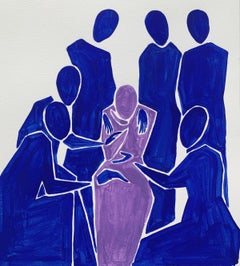 A council - Figurative Painting on Paper, Minimalist, Polish art