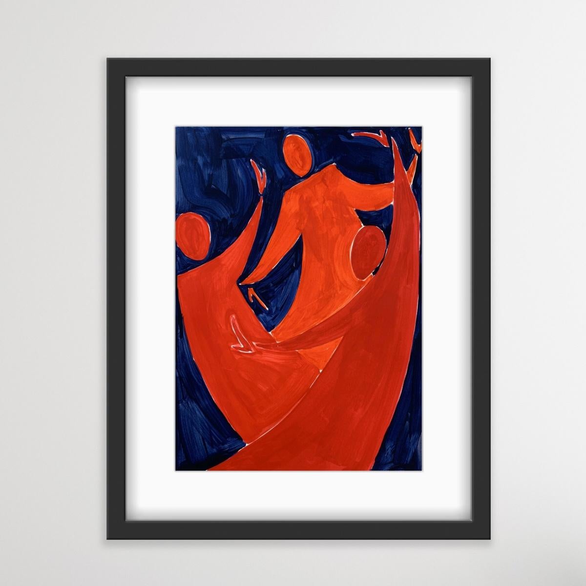 A dance - Figurative Painting on Paper, Young art, Colorful, Vibrant For Sale 1