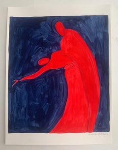 A dance. Figurative Painting on Paper, Young art, Vibrant, European art