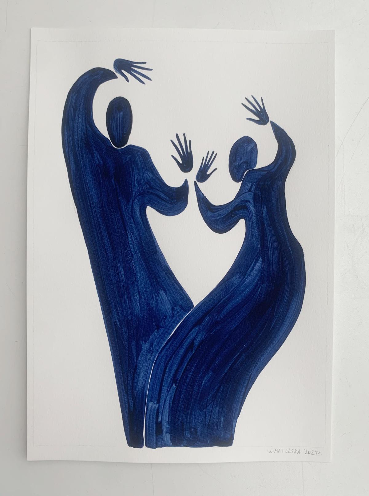 Un baile. Pintura figurativa sobre papel, Arte joven, Vibrante, Arte europeo - Painting de Waleria Matelska