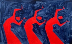 A dance. Figurative Painting on Paper, Young art, Vibrant, European art