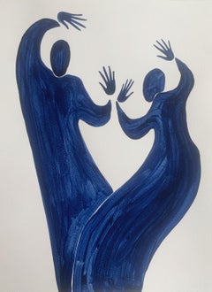 A dance. Figurative Painting on Paper, Young art, Vibrant, European art