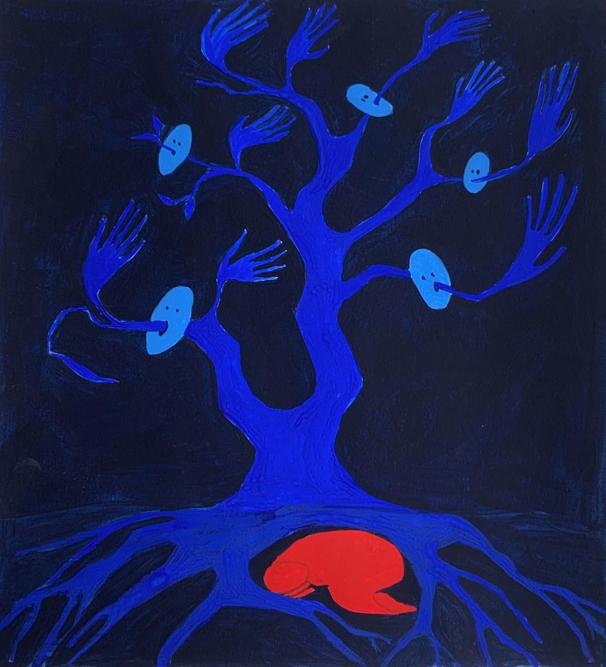 Un refugio. Pintura figurativa sobre papel, Arte joven, Vibrante, Arte europeo