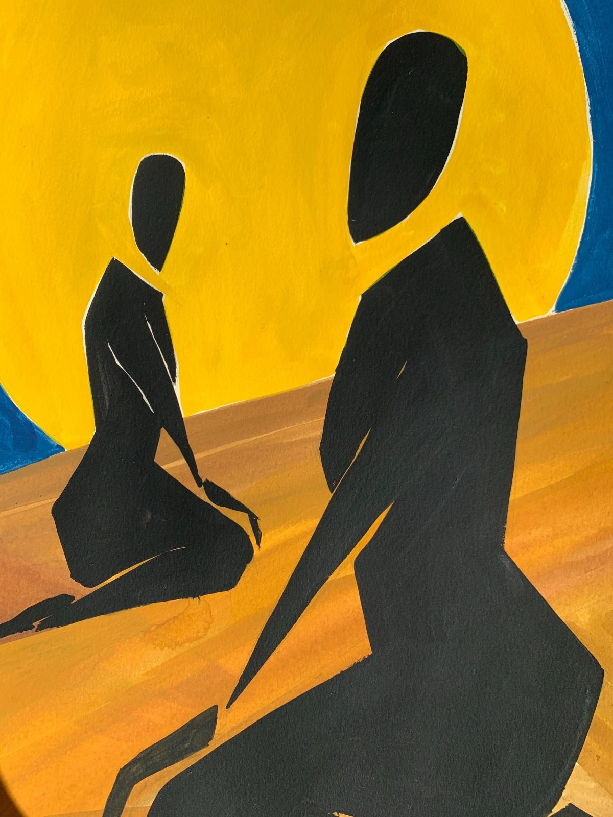 Arabian night 2 - Figurative Painting on Paper, Young art, Minimalism, Vibrant  For Sale 1