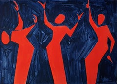 Dance 3 - Figurative Painting on Paper, Young art Minimalism, Vibrant 
