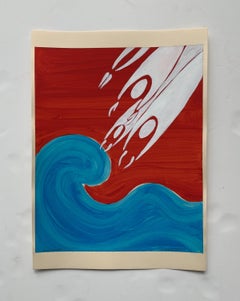 Divers - Figurative Painting on Paper, Young art Minimalism, Vibrant