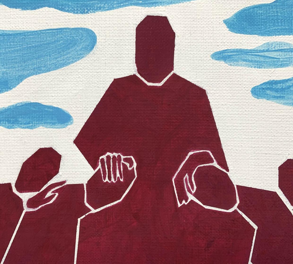 Donatore di sogni. Acrilico su tela, Minimalismo, Vibrante, Piccola scala, Artista polacco - Figurative Painting Blu di Waleria Matelska
