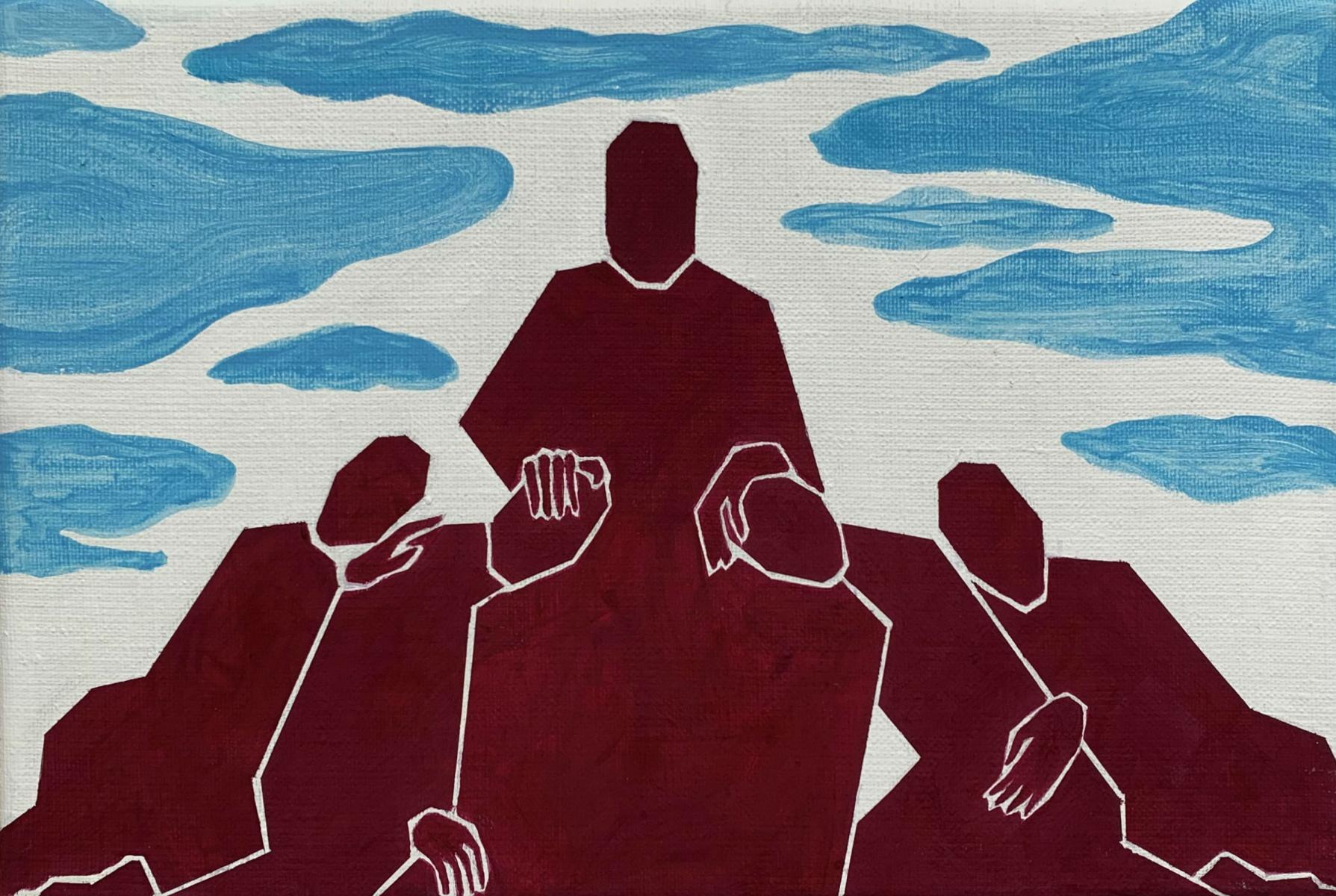 Figurative Painting di Waleria Matelska - Donatore di sogni. Acrilico su tela, Minimalismo, Vibrante, Piccola scala, Artista polacco