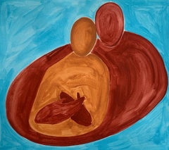 Embraces. Figurative Painting on Paper, Young art, Vibrant, European art