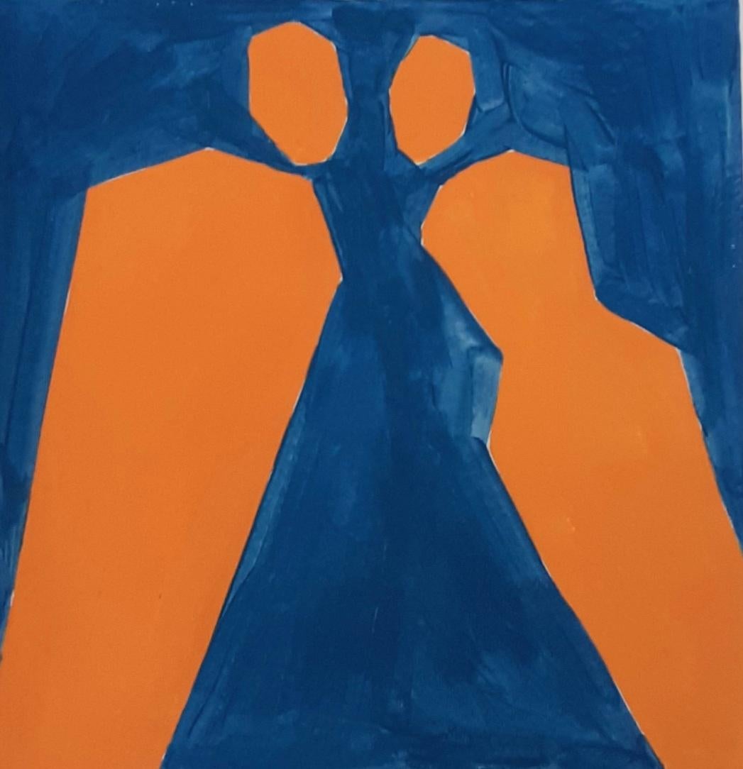 Eureka! - Figurative Painting on Paper, Young art Minimalism, Vibrant 