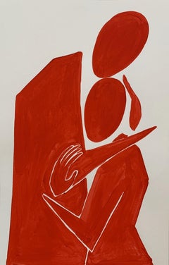 In embrace, peinture acrylique figurative, artiste minimaliste et émergent