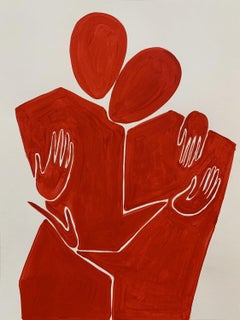 In embrace - Peinture acrylique figurative, artiste minimaliste, émergent