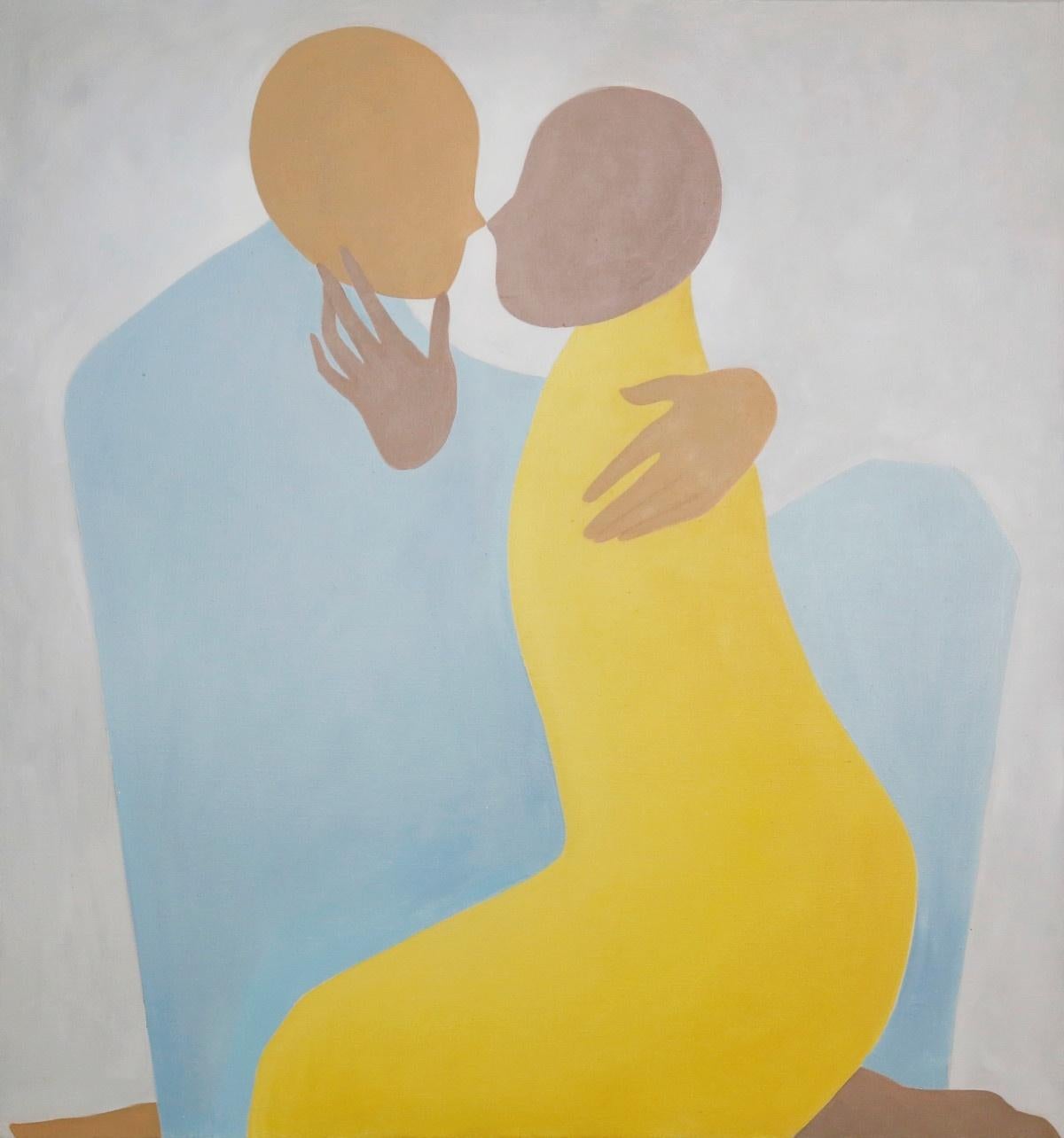Figurative Painting de Waleria Matelska - En un abrazo. Pintura figurativa al óleo, Arte joven, Artista europeo
