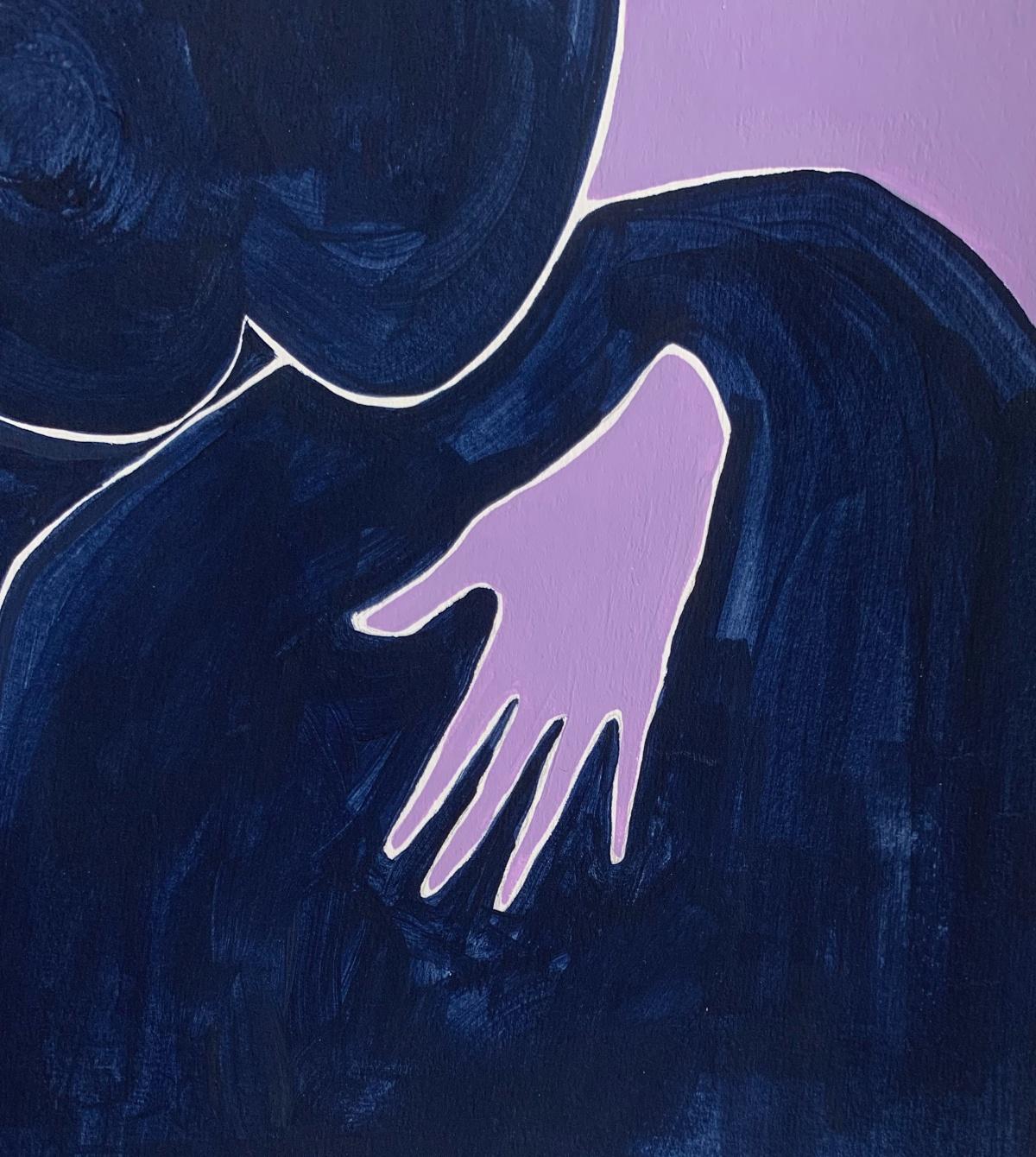 En un abrazo. Pintura figurativa sobre papel, Arte joven, Vibrante, Arte europeo - Painting Contemporáneo de Waleria Matelska