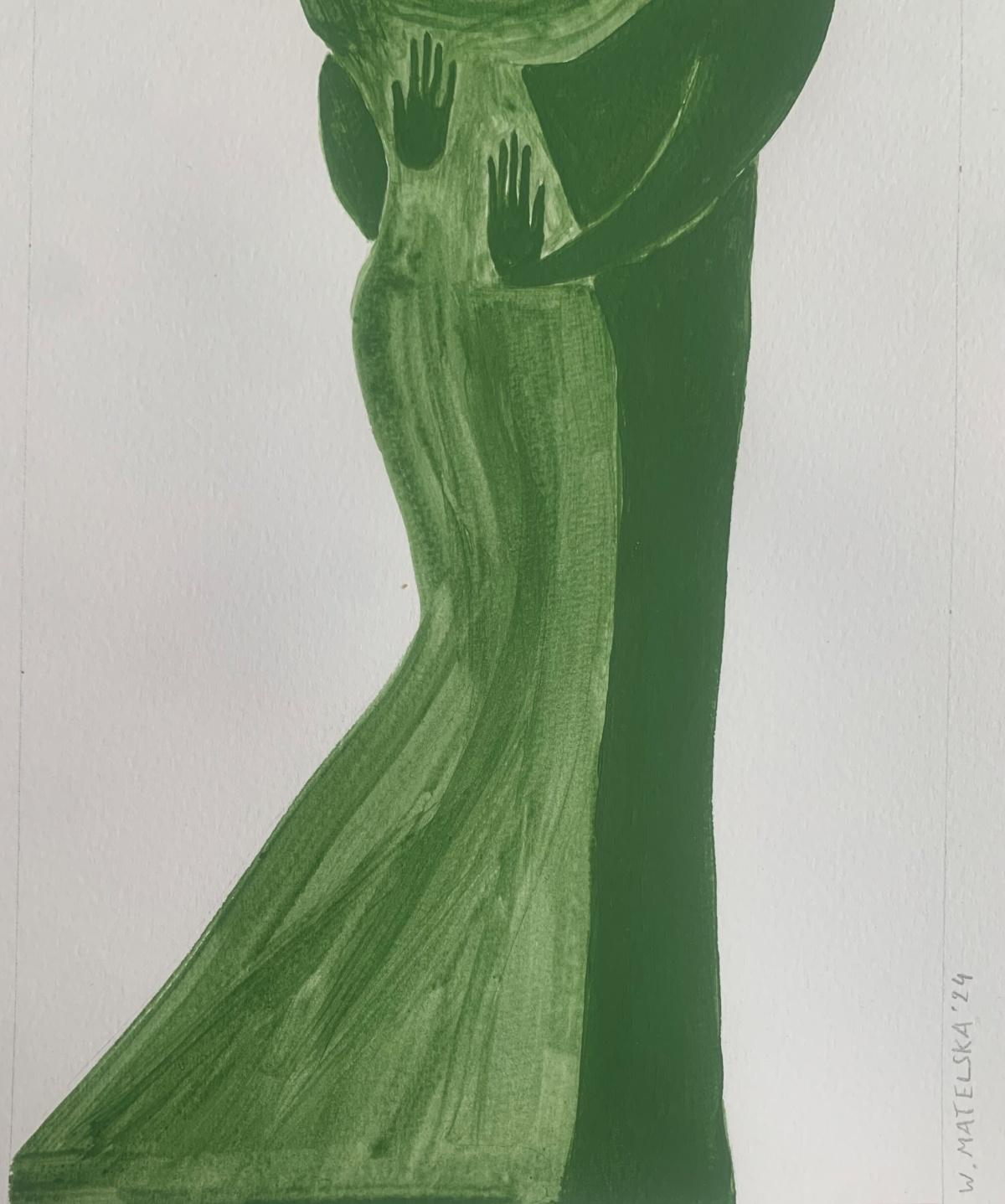 En un abrazo. Pintura figurativa sobre papel, Arte joven, Vibrante, Arte europeo - Painting Contemporáneo de Waleria Matelska