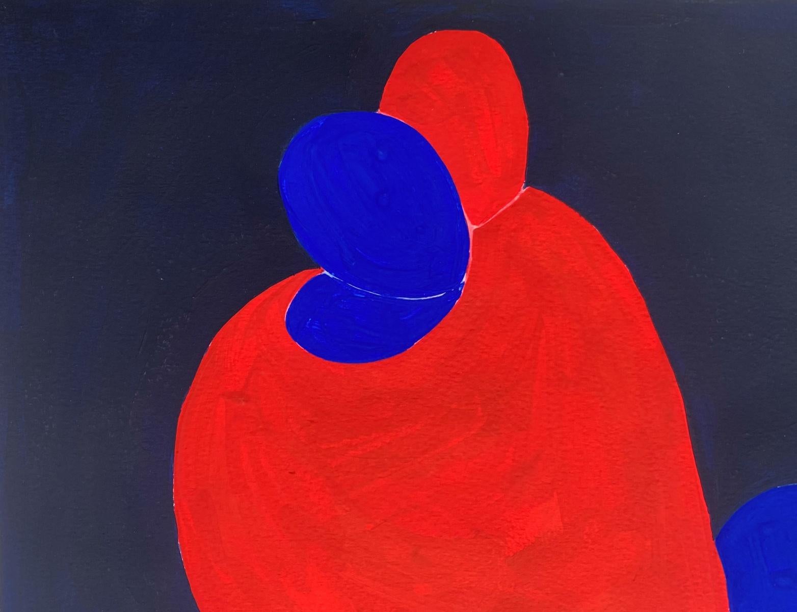 En un abrazo. Pintura figurativa sobre papel, Arte joven, Vibrante, Arte europeo - Painting Contemporáneo de Waleria Matelska
