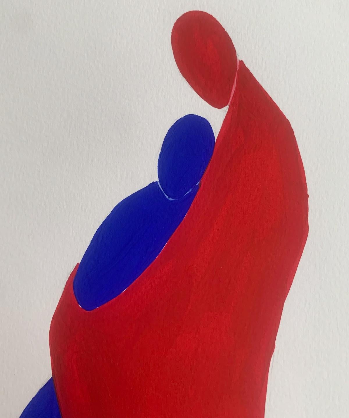 En un abrazo. Pintura figurativa sobre papel, Arte joven, Vibrante, Arte europeo - Painting Contemporáneo de Waleria Matelska